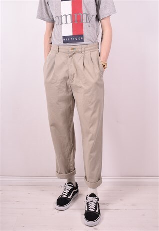 TOMMY HILFIGER MENS VINTAGE TROUSERS W32 L32 BEIGE 90S