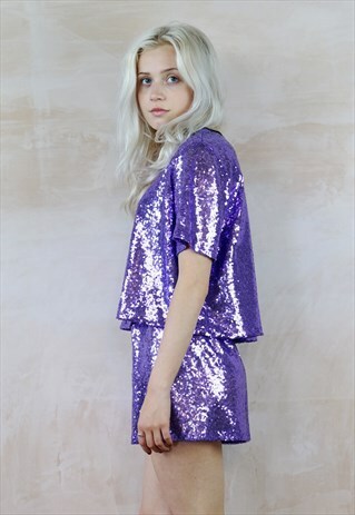 VIOLET SEQUIN SHORTS & TOP CO-ORDINATES