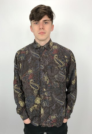 90S VINTAGE PRIMAVERA PAISLEY PATTERNED FESTIVAL SHIRT
