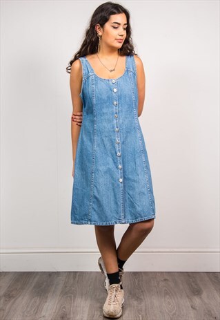 VINTAGE 90'S LIGHT BLUE DENIM SLEEVELESS DRESS