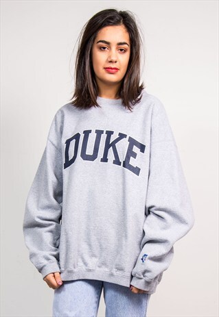 VINTAGE 90'S DUKE UNIVERSITY GREY SWEATSHIRT JUMPER