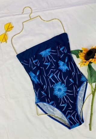Vintage 80's Floral Strapless Swimsuit
