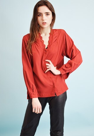80'S RETRO SHIMMER DRAPE OVERSIZED SHIRT BLOUSE
