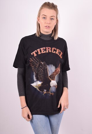 WOMENS VINTAGE T-SHIRT TOP XL BLACK 90S