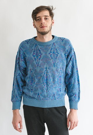 VINTAGE 80S BLUE FUNKY JUMPER