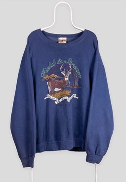 Vintage Blue USA Sweatshirt Graphic Field & Stream XXL