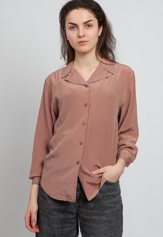 VINTAGE BROWN MARTINELLI LONG SLEEVE SILK SHIRT