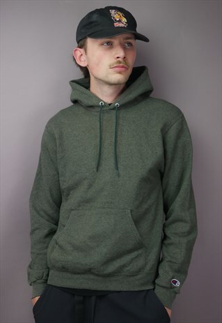 Vintage Champion Hoodie in Green with Logo