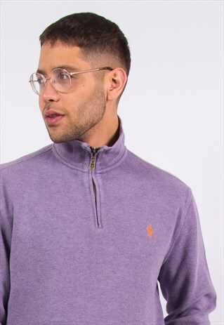 RALPH LAUREN 1/4 ZIP SWEATSHIRT LILAC SWEATER