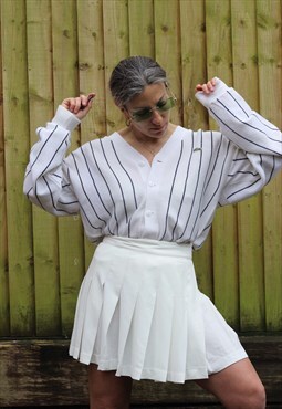 Vintage 1990s Lacoste striped knitted cardigan in white