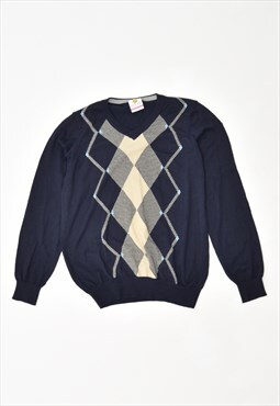 Vintage 90's Lyle & Scott V-Neck Jumper Sweater Argyle/Diamo