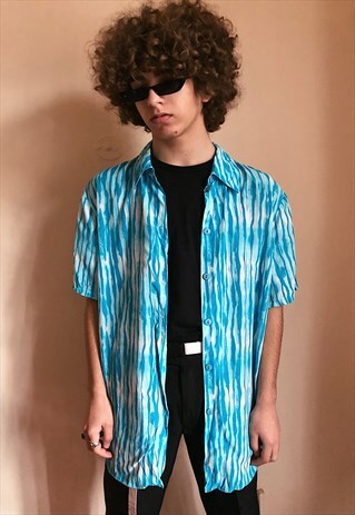 VINTAGE AQUA BLUE STRIPED SHIRT