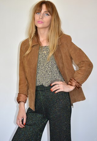VINTAGE 90S LIGHT TAN BROWN SUEDE JACKET