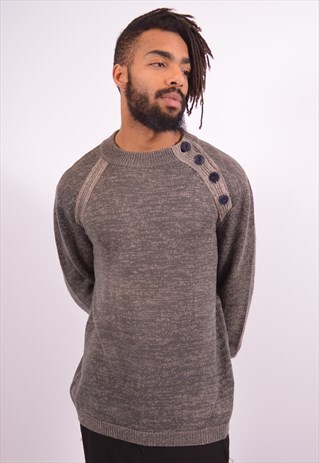 ARMANI JEANS MENS VINTAGE JUMPER SWEATER LARGE BROWN 90S