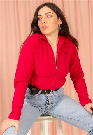 VINTAGE 90S REEBOK ZIP JACKET FLEECE IN PINK