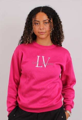 Vintage Women's 90's Las Vegas Pink Sweatshirt