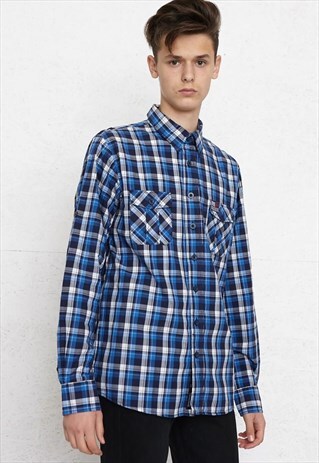VINTAGE BLUE DIESEL LONG SLEEVE CHECKERED SHIRT