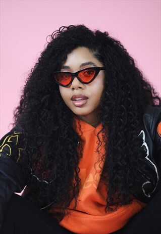 RED ORANGE SUMMER 90S Y2K SLIM CAT EYE SUNGLASSES SHADES