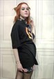 BURNING EMOJI TEE FLAME PRINT T-SHIRT SMILEY TOP IN BLACK