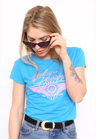 VINTAGE HARLEY DAVIDSON BLUE TOP T-SHIRT