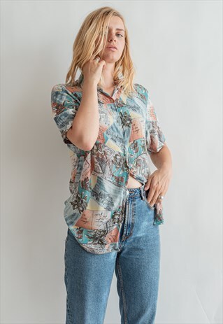 VINTAGE 80S MULTICOLOR PATTERN SHIRT