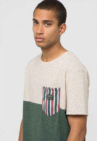 MULTICOLORED STRIPED POCKET KAOTIKO T-SHIRT