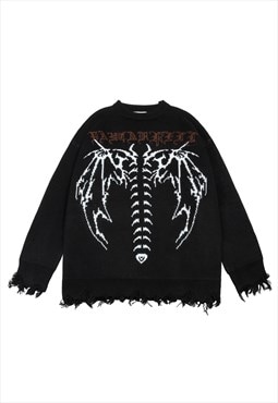 Devil sweater gothic ripped jumper distressed punk top black