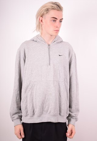 NIKE MENS VINTAGE HOODIE JUMPER MEDIUM GREY 90S