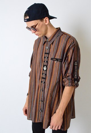 VINTAGE 90S STRIPED SCANDINAVIAN LONG SLEEVE SHIRT
