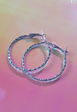SILVER TONE HOOPS WITH TEXTURE