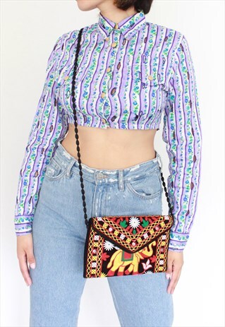 BLACK ELEPHANT MULTI EMBROIDERY HANDMADE CROSS BODY BAG