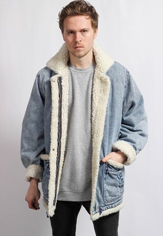 VINTAGE DENIM SHERPA JACKET