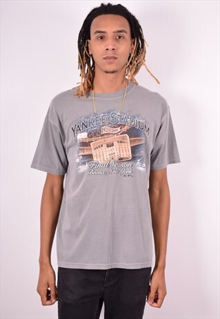 MAJESTIC MENS VINTAGE T-SHIRT TOP LARGE GREY