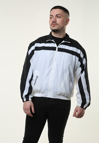 VINTAGE BLACK & WHITE REEBOK SHELL JACKET