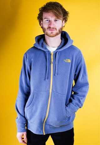 BLUE AND YELLOW NORTH FACE HOODIE