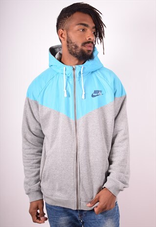 NIKE MENS VINTAGE HOODIE JACKET XL GREY 90S