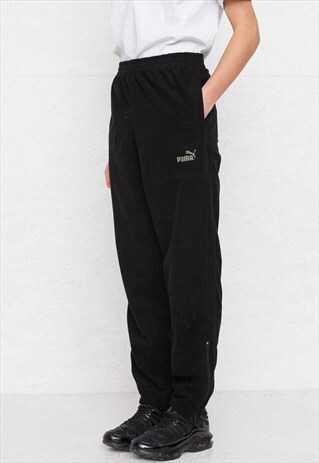 VINTAGE RETRO BLACK PUMA TRACK BOTTOMS JOGGERS
