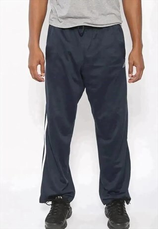 VINTAGE ADIDAS 3 STRIPE LOGO TRACK BOTTOMS BLUE