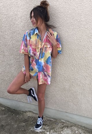 PATTERNED OVERSIZED RETRO VINTAGE UNISEX FESTIVAL SHIRT
