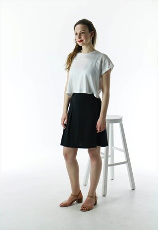 BLACK PLEATED SKIRT / WRAP SKIRT / COLLEGE SKIRT
