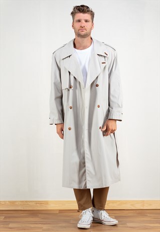 VINTAGE 80'S GREY TRENCH COAT