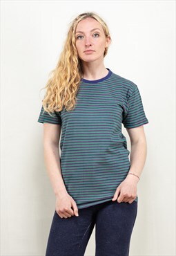 Vintage 90s LEVI'S Striped T-Shirt in Blue and Green