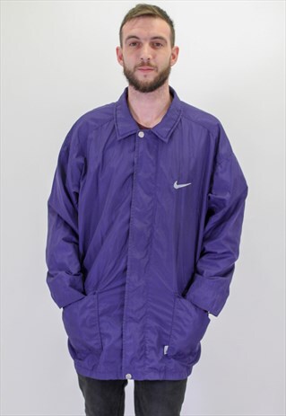 VINTAGE NIKE COACH JACKET IN PURPLE XXL