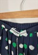 VINTAGE 90'S SILKY BLUE AND GREEN SPOTTED POCKET MIDI SKIRT