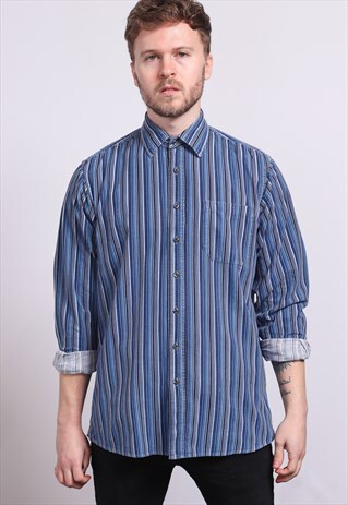 VINTAGE CORDUROY CORD STRIPED SHIRT