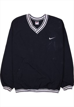 Vintage 90's Nike Windbreaker Swoosh V Neck Pullover Black