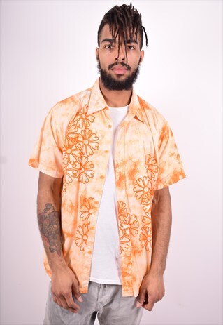 MENS VINTAGE SHIRT LARGE ORANGE 90'S