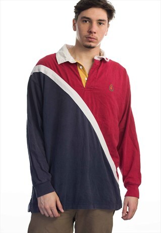 VINTAGE RALPH LAUREN COLOR BLOCK RUGBY SHIRT 90S L 18.4