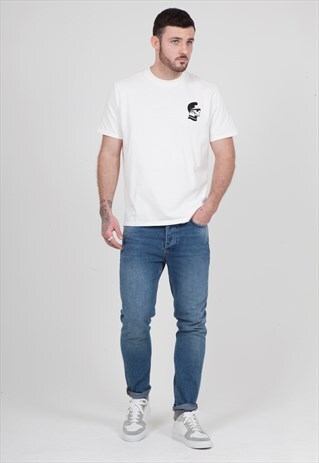 T-SHIRT WITH PRINTED HEAD IN OFF WHITE