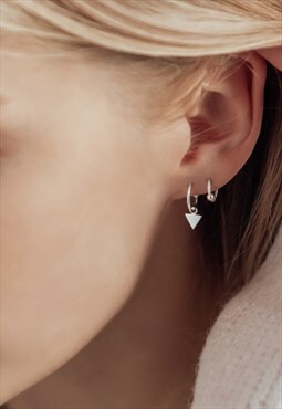 Mini triangle hoop earrings sterling silver